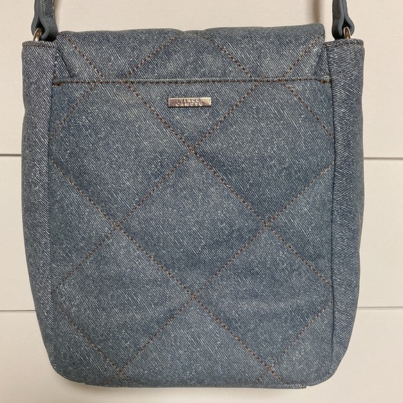 Vince Camuto Doty Quilted Leather Washed Denim Crossbody - Picture 3 of 13